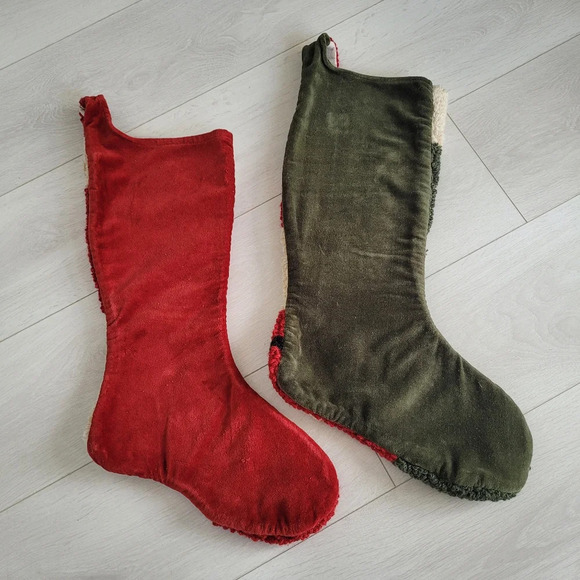 Vintage Wool Christmas Stockings Santa Snowman Yarn Needlework Made in India ×2 - Picture 4 of 6